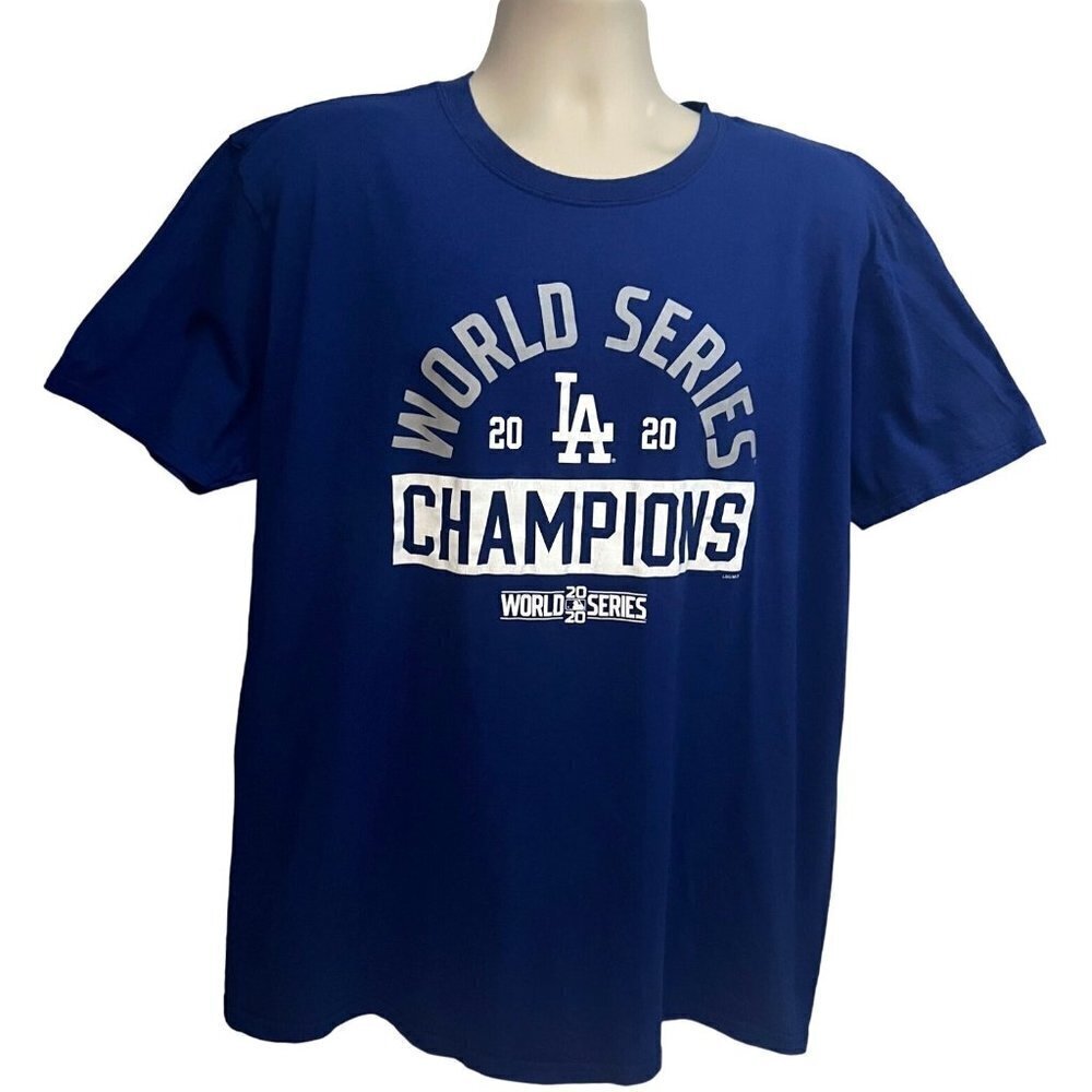 Los Angeles LA Dodgers 2020 MLB World Series Champion Blue Graphic T-Shirt XL